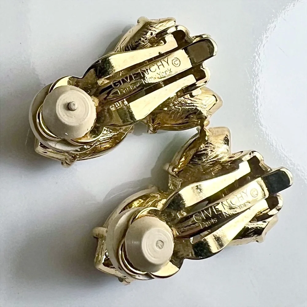 Givenchy Purple Crystal Tulip Clip-On Earrings